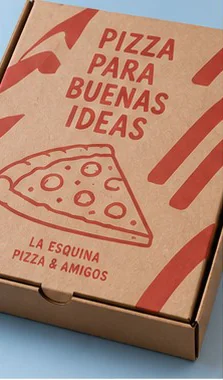 Caja de pizza de cartón corrugado impresa en rojo