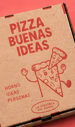 Caja de pizza kraft impresa en rojo